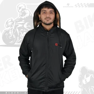 Hooded Windbreaker With Inner Padding – Black (উইলসন জ্যাকেট – ব্ল্যাক)